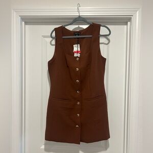 Sincerely Jules Brown Button-Front Mini Dress